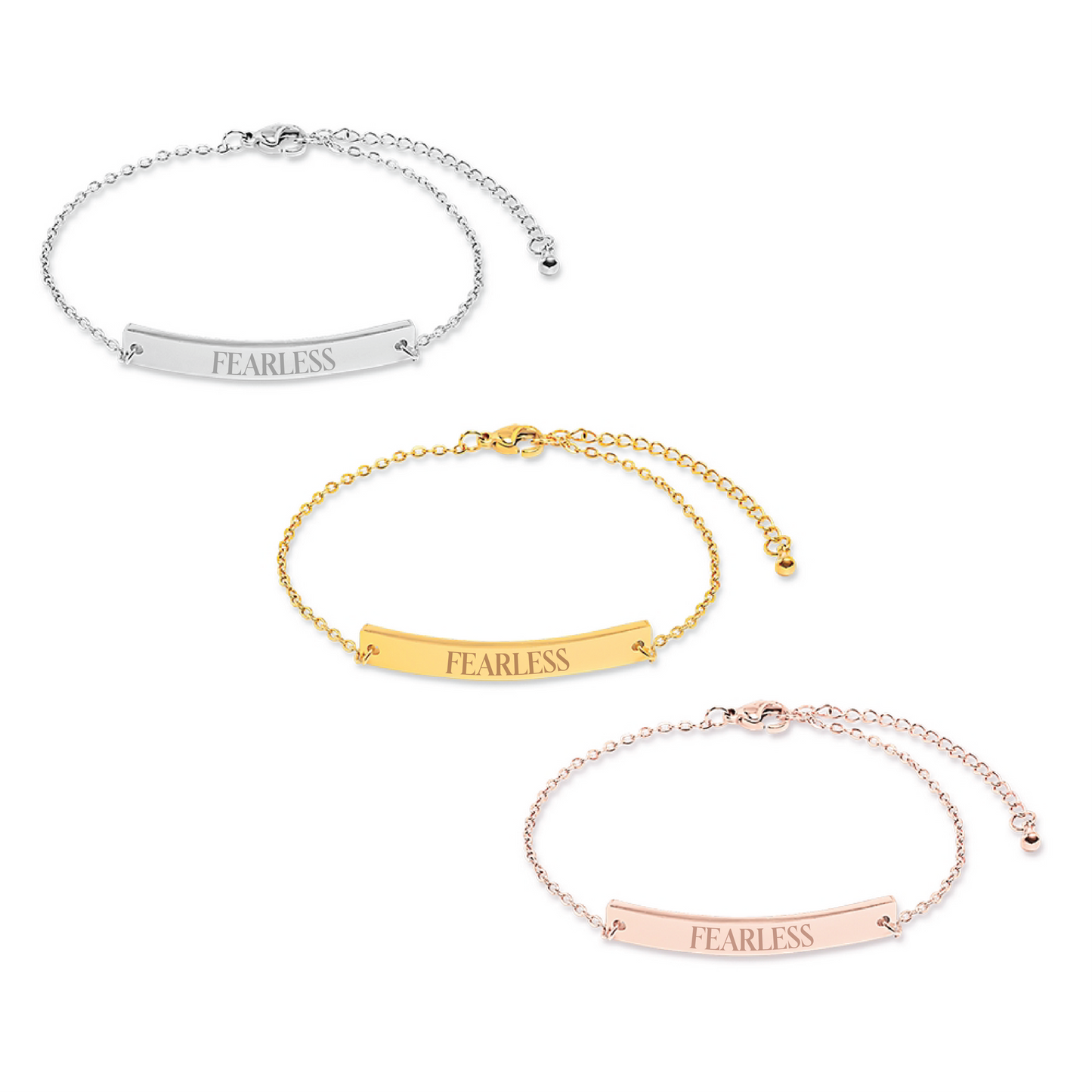 Fearless | Engraved Bar Bracelet | Positive Affirmation Collection