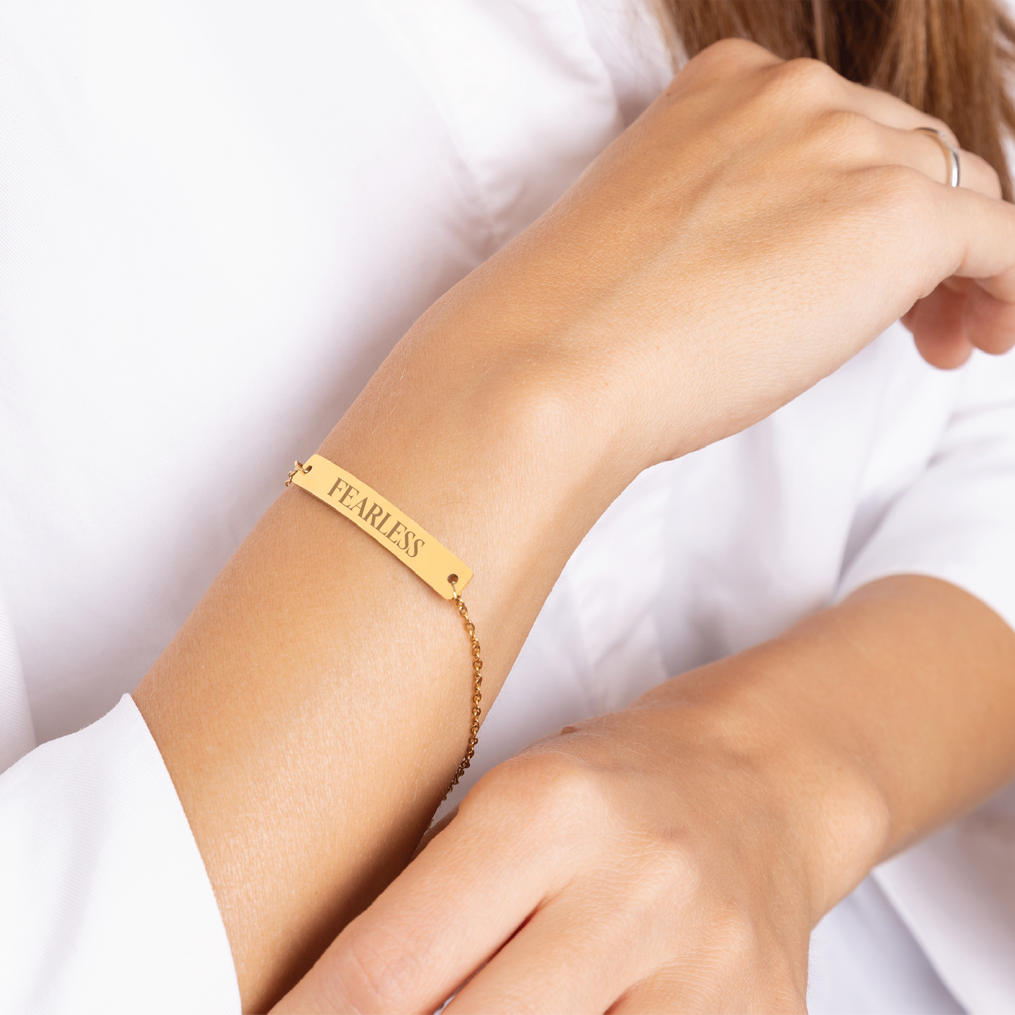 Fearless | Engraved Bar Bracelet | Positive Affirmation Collection