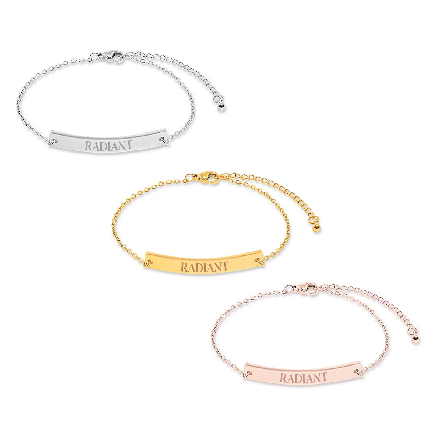 Radiant | Engraved Bar Bracelet | Positive Affirmation Collection