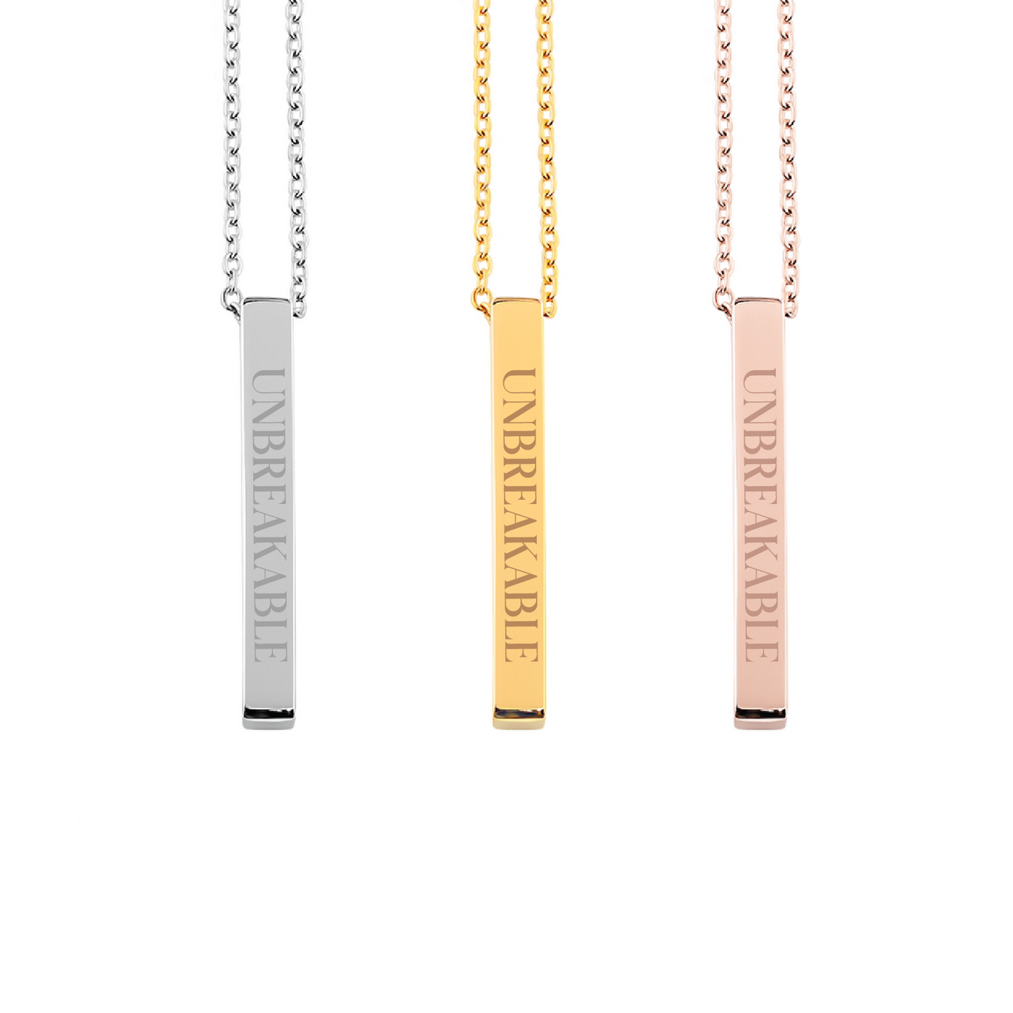 Unbreakable | Engraved Necklace | Positive Affirmation Collection